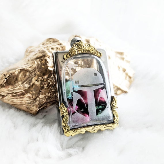 Boba Fett Costume Terrarium Pearl Cage Necklace for Star Wars Cosplay Bounty Hunter Halloween Costume As You Wish He's No Good to Me Dead