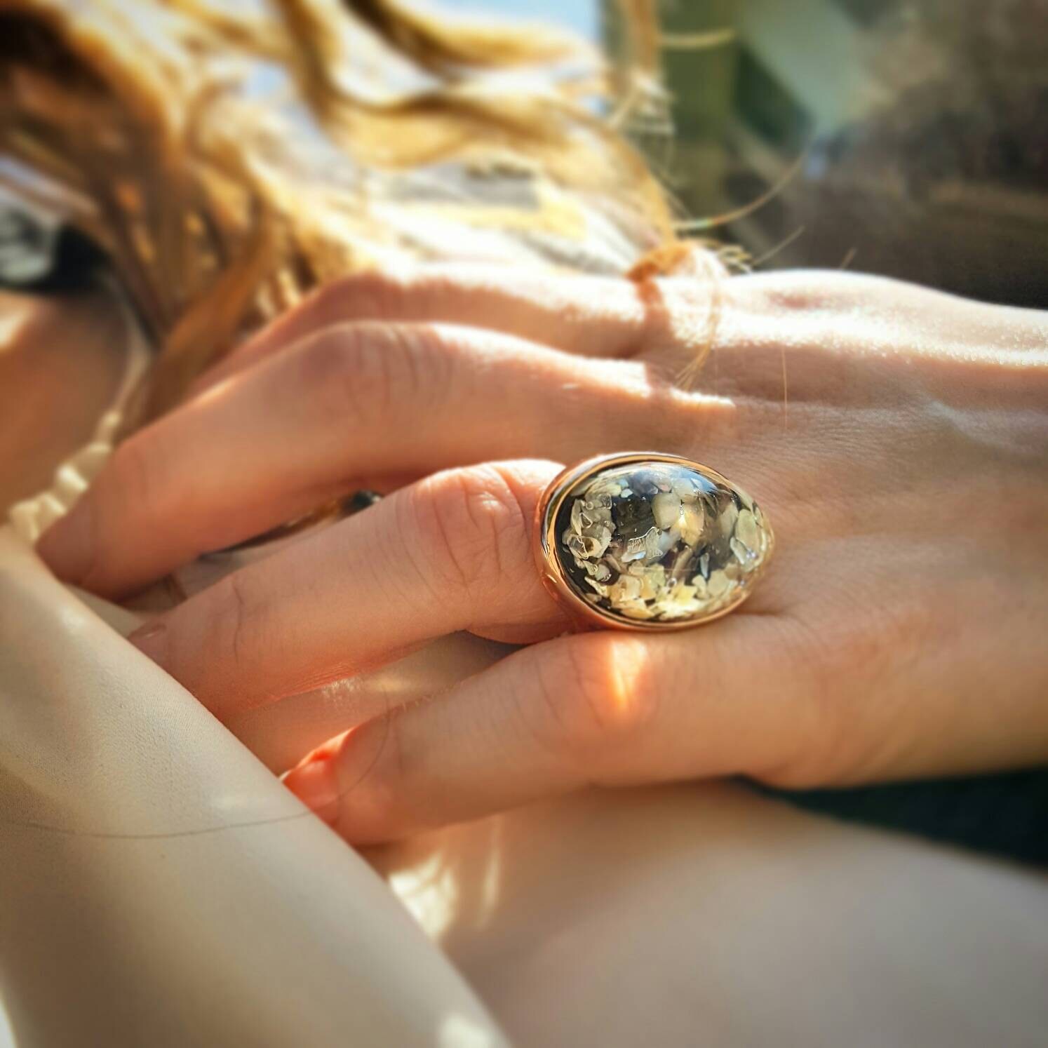 Rose Gold Size 8 Shell Nautical Statement Ring Boho Statement