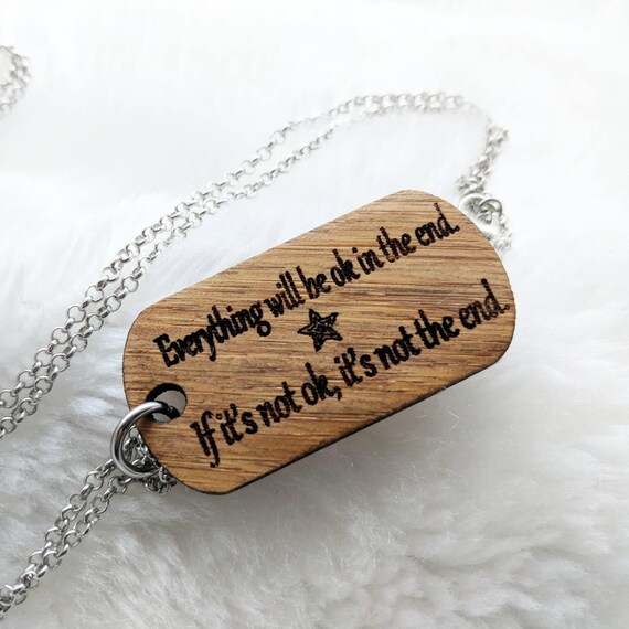 Bamboo Wood Dog Tags for Men Personalized With Handwriting or Plain Text  Custom Dog Tag Necklace for Women John Lennon Quote Military Wife 