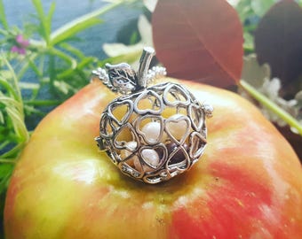 Snow White Necklace Disney Teacher Gift Apple Pearl Cage Necklace for Pick a Pearl, Epcot Pearl Cage Necklace, Pearl Cage Locket Disney Gift