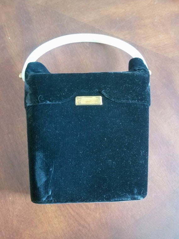Black velvet handbag - image 1