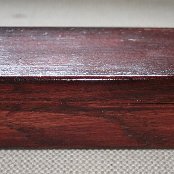 SALE!! Small box with barrel hinges, red felt lined. Made from reclaimed lumber.