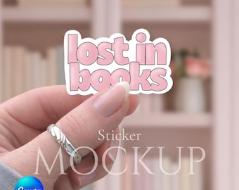 Canva Sticker Mockup, Die Cut Sticker Mockup, Aesthetic Hand Holdings Sticker, Editable Canva Template (Digital Download)