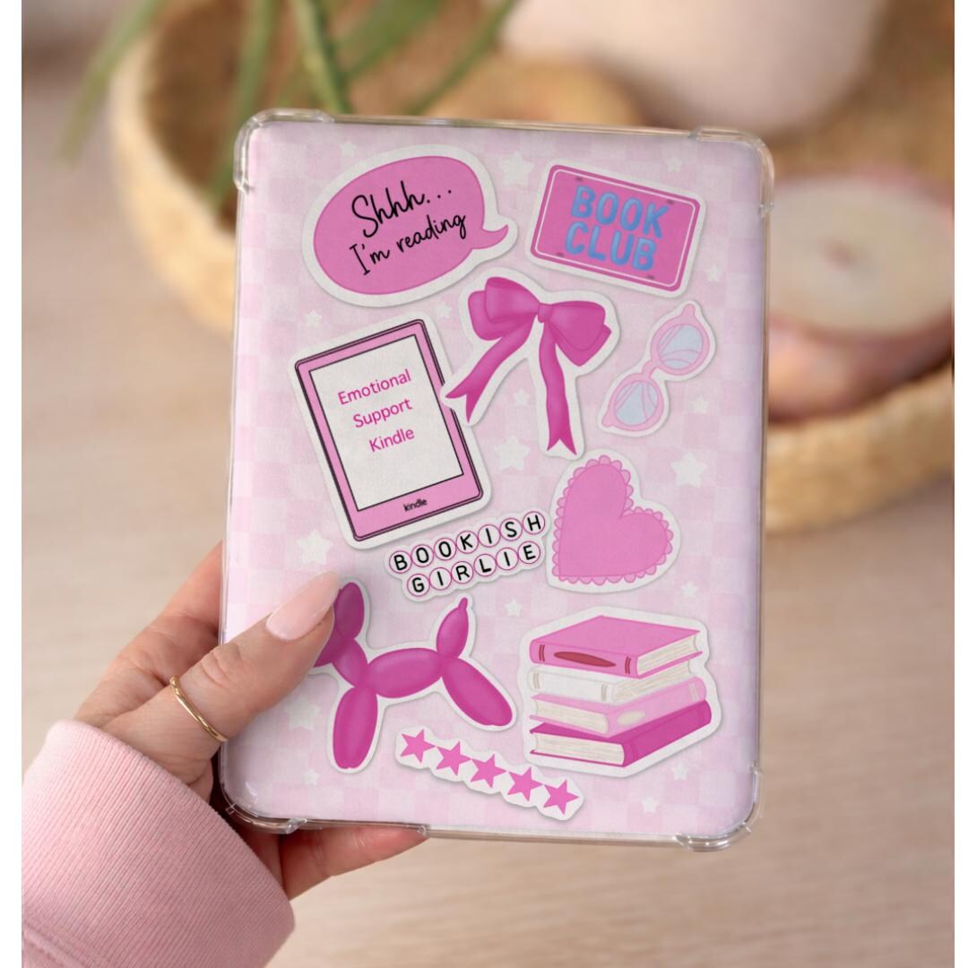 Printable Kindle Insert for Clear Case, Pink Girly Bookish Stickers ...