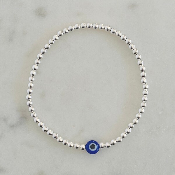 Evil Eye Bracelet | Evil Eye Beaded Bracelet | Protection Bracelet | Evil Eye Bracelet Silver | Sterling Silver Bracelet | Summer Jewelry