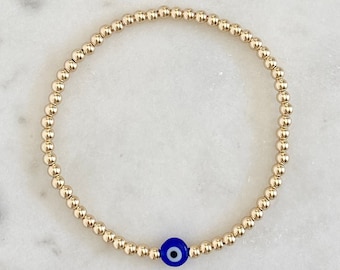 Evil Eye Bracelet | Evil Eye Beaded Bracelet | Gold Evil Eye Bracelet | Gold Filled Bracelet | Gold Beaded Bracelet | Stackable Bracelets