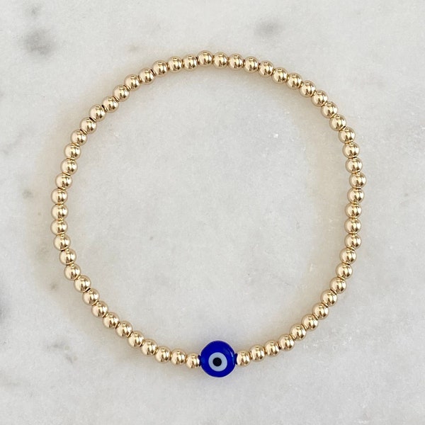 Evil Eye Bracelet | Evil Eye Beaded Bracelet | Protection Bracelet | Gold Evil Eye Bracelet | Gold Filled Bracelet | Gold Beaded Bracelet