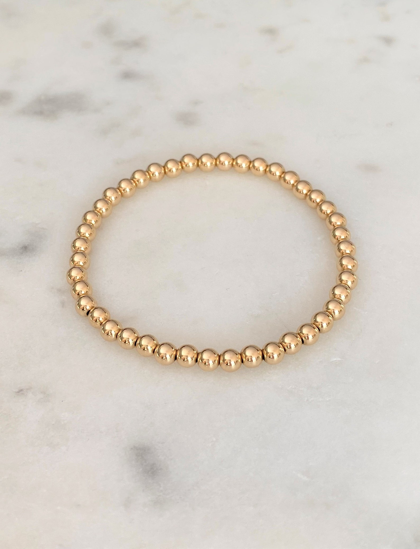 4mm 14k Gold Filled Bracelet Gold Ball Bracelet Gold Etsy