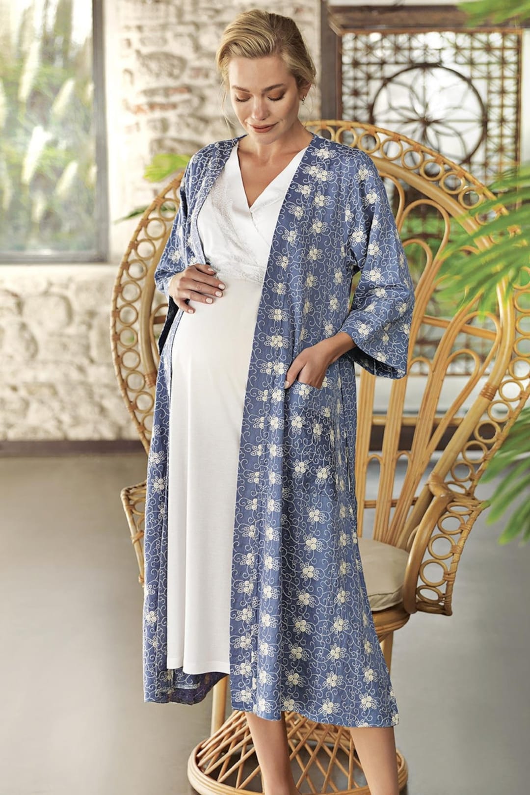 Stylish Maternity Nightgown and Robe Hospital Robe Nursing Etsy