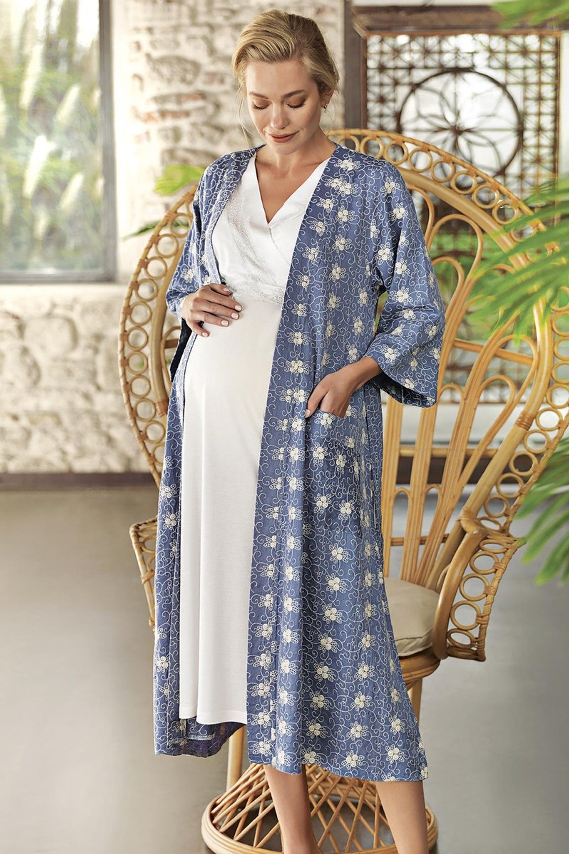 Stylish Maternity Nightgown and Robe Hospital Robe Nursing Etsy