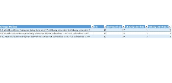 us baby shoe size