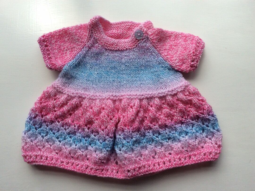 36 Months Hand Knit Baby Girls Dress in Summer Pink Shades Etsy