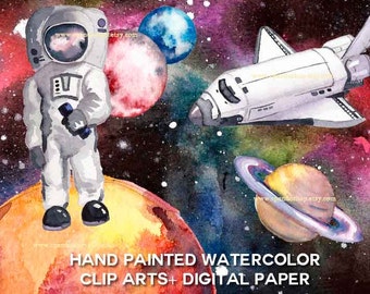 Outer space clipart planet watercolor clip art solar system images planets png space clip art moon clip art  astronaut image galaxy digital