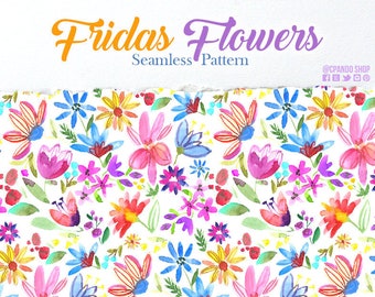 Fridas Flowers, Fiesta Digital Clipart, Spanish Mexican Clipart, Mexican florals Graphics, Cinco de Mayo Graphics, Fiesta Clip Art tropical