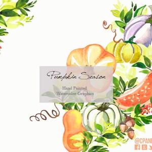 Pumpkin season watercolor hand painted clip art, autumn clip art, fall wedding clipart, thanks giving clipart watercolor