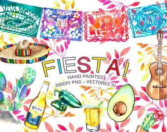 Fiesta Cute Digital Clipart, Spanish Mexican Clipart, Mexican Graphics, Cinco de Mayo Graphics, Sombrero Clip art, Fiesta Clip Art, Maracas