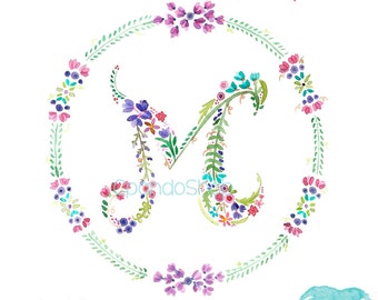 Lettera "M" Floreale (2 Png Immagini realizzate con piccoli fiori 300 dpi con sfondo trasparente) perfetta: inviti, babyshower, compleanni