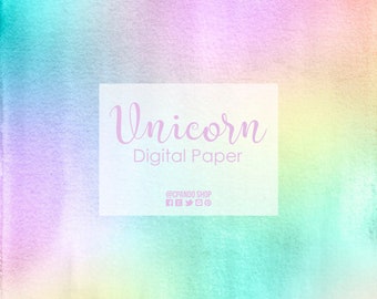 Unicorn watercolor texture Pastel Rainbow watercolor digital paper, background rainbow pattern, scrapbooking paper, for geeting cards