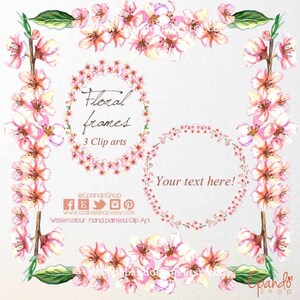Digital frame floral digital frame floral clipart floral frame wedding clipart baby shower clipart floral clip art blossom cherrys clipart