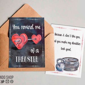 Crossfit Valentines Day Printable Greeting Card - Gym coach card - Fitness, Weightlifting, fitness couple watercolor card