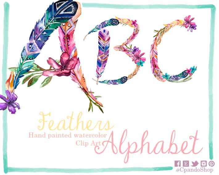 Watercolor Alphabet Clipart With Flowers, Digital Letters, Floral ...