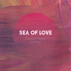 Sea of Love Handgeschilderde acrylverftextuur 600 dpi, 12*12 inch. Olietextuur, abstract schilderij digitaal papier, penseelstreken textuur