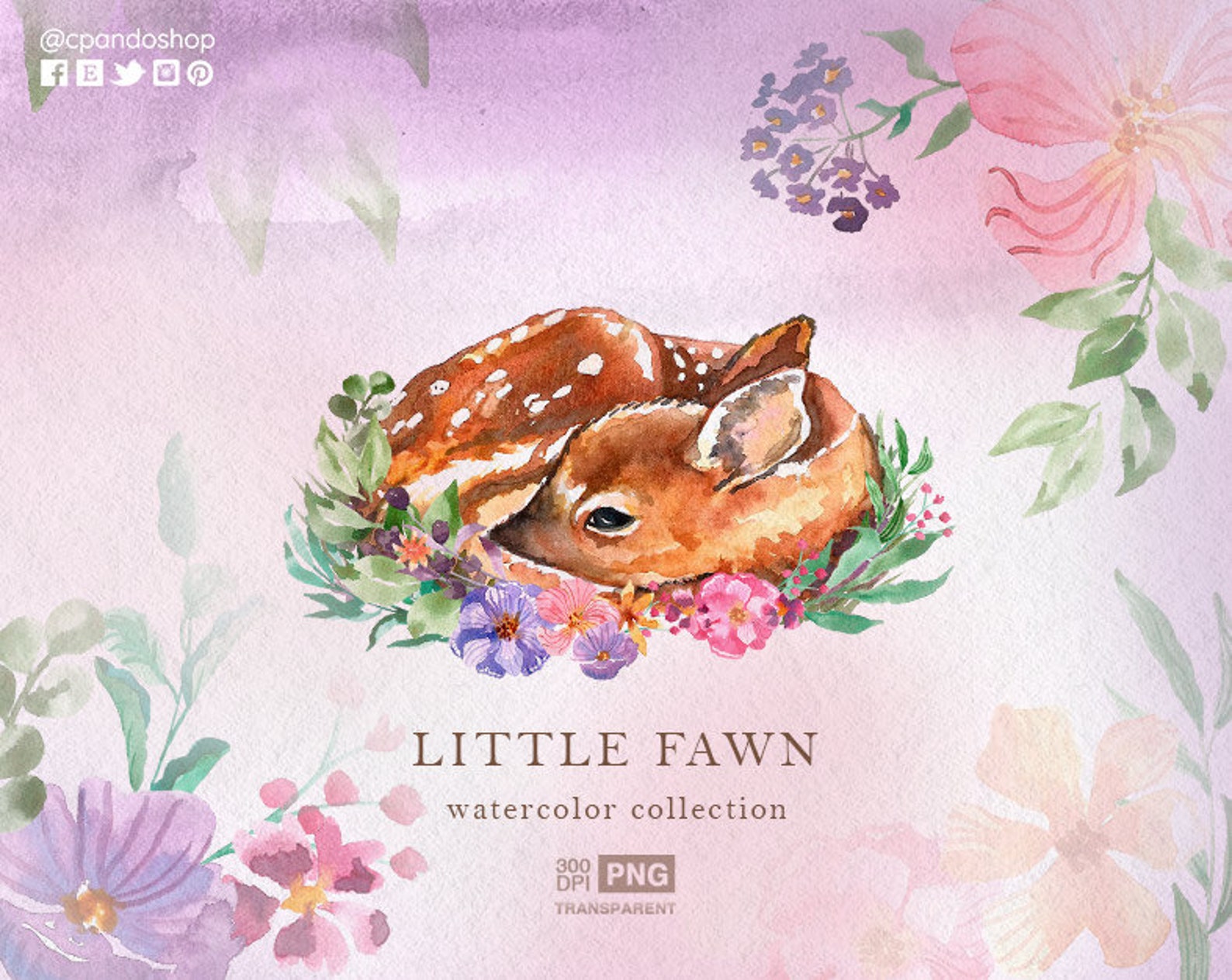Watercolor Deer Clipart Mommy and Baby Deer Woodland Animals - Etsy