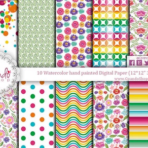 Mexican watercolor flowers digital paper for mexican wedding fiesta invitation cinco de mayo mexican independence mexican digital paper