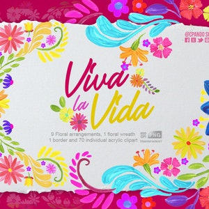 Viva la vida, Fiori messicani, Folcloristico, Artigianato, Messico, Clip art Clipart acrilico, PNG, Messico, fiori per feste, stile messicano