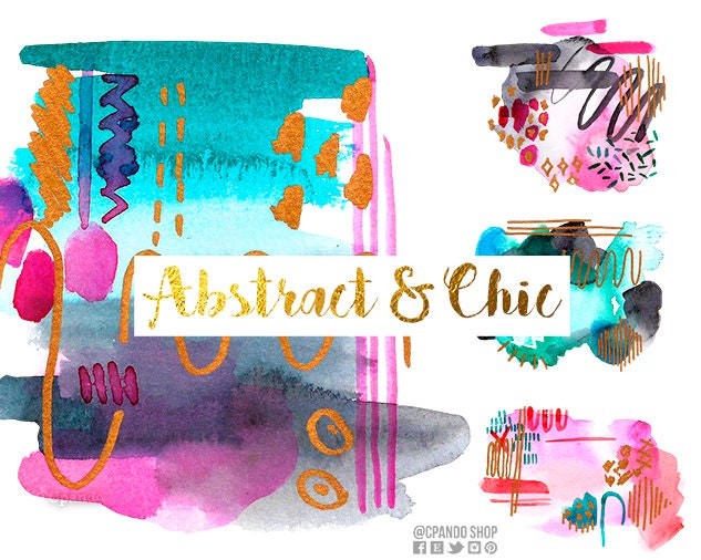 Brush Stroke Clipart - Paint Clipart - Brush Strokes Clip Art - Gradient Ombre Gold Pink Blue Gold Rainbow Glitter Clipart