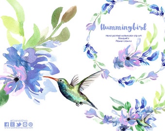 Hummingbird birds Colibri bird clip art images watercolor hand painted PNG transparent background for blog cards invitations