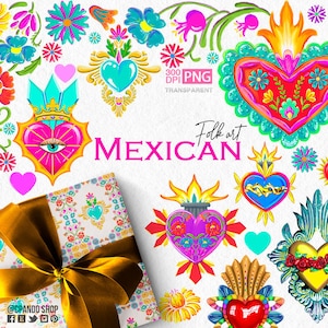 Corazones Sagrados, fiesta mexicana, san valentin mexicano, dia del amor y de la amistad, Clip art pintado a mano en acuarela 300 dpi