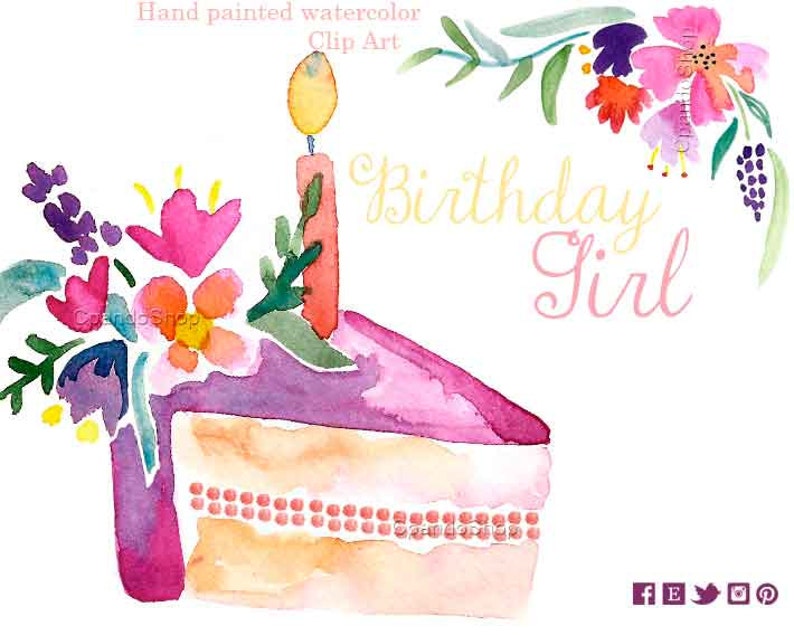 girly birthday watercolor clip art baby girl invitations etsy