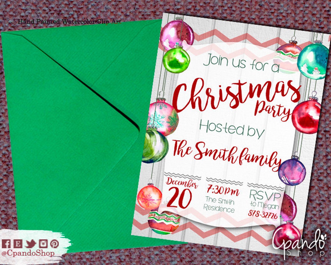 Christmas Dinner Party Invitations Christmas Eve Invitations - Etsy