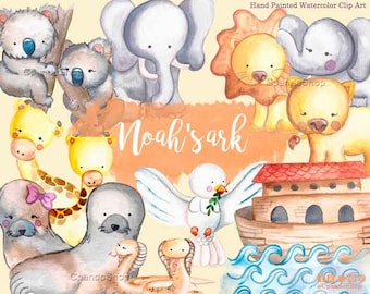 Arca de Noe Clip arts, Bautizo clip art arca de noe acuarela png paloma de la paz animales tiernos invitaciones bautizo elefantes arca