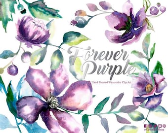 Watercolor clipart, Floral PNG, wedding bouquet, arrangement, bouquet, frames, digital paper, purple flowers, bridal shower, for blog banner