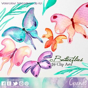 Butterflies clipart, Butterfly clip art, spring clip art, watercolor clip art, watercolor scrapbook, digital scrapbook, forest clip art. image 1