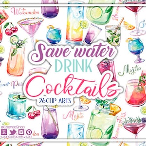 Drinks Clipart Set, Cocktail Clipart, Alcohol Clipart, Party Clipart, Friday Night Clipart, Planner Clipart, Bachellorette party bachelor