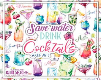 Drinks Clipart Set, Cocktail Clipart, Alcohol Clipart, Party Clipart, Friday Night Clipart, Planner Clipart, Bachellorette party bachelor