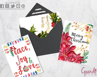 Watercolor greeting card, Card Designs, Personalized Christmas Cards, Printable Christmas Cards, Christmas Greeting Cards, Digital