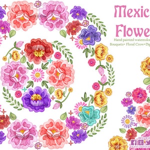 Flores Yucatecas flores mexicanas Fiesta mexicana clipart México fiesta independencia Mexico clipart acuarela clipart Boda invitaciones