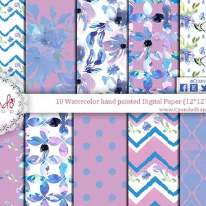 Digital Paper FloralHummingbird, Watercolor, bouquets, arrangements, bridal shower, for blog, for nursery wall, invitations, quotes, prints