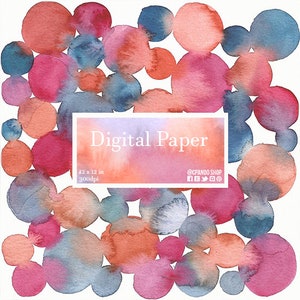 Texture watercolor texture circles watercolor digital paper, background brush pattern, scrapbooking paper, for geeting cards