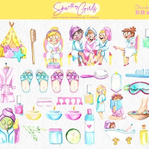 Spa Girl Digital Clipart, Spa Day Clip Art, Girls Spa Party Clip art, Spa Birthday, Bachelorette Birthday Invitation