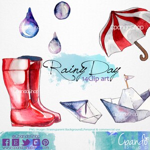 Rainy day, paper boats, rain, rain boots (14 png images with transparent background 300 dpi) spring, cute invitations, spring wedding cloudy