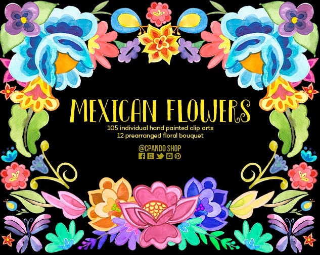 Flores de México flores mexicanas clip art invitacion - Etsy México Flores de México flores mexicanas clip art invitacion - Etsy México