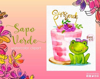 Sapo verde eres tu, mexican birthday cake, fiesta birthday, mexican floral cake, birthday cake clipart watercolor clipart, mexican flowers
