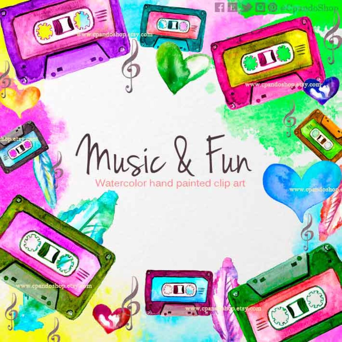Cassette Clipart Cassette Watercolor Music Watercolor Clipart - Etsy