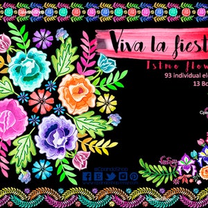 Mexican Flowers, Watercolor Flowers, Fiesta Mexicana, Clipart PNG, hand made, DIY projects, Wedding invitations, 5 de mayo, mexican wedding