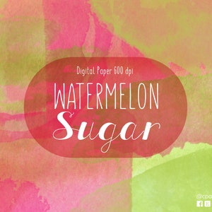 Watermelon sugar, Papel digital artístico de fondo de acuarela - 12 "x 12" para imprimir, uso comercial gratuito, textura imprimible, arte